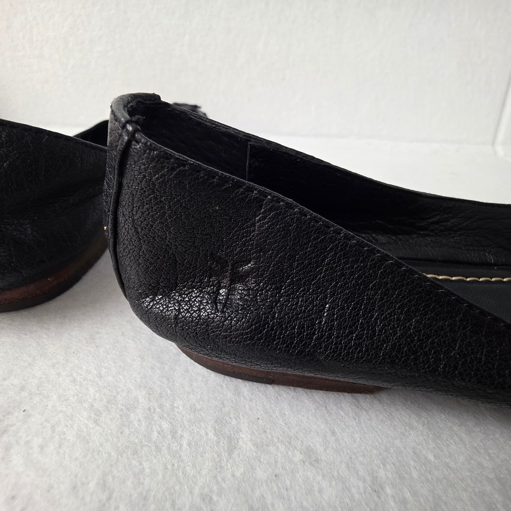 Frye Carson Harness Ballet Flats Black Leather Brass Ring Women's 7.5M Shoes - Picture 8 of 9